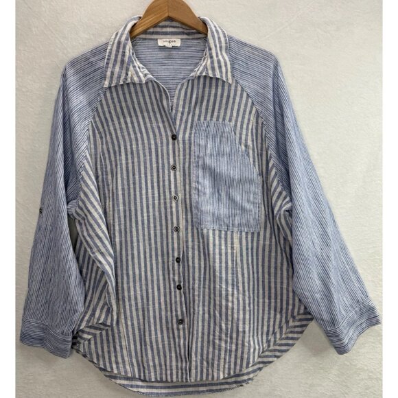 UMGEE Women's Striped Long Sleeve Button Up Shirt Size Large - Picture 2 of 9